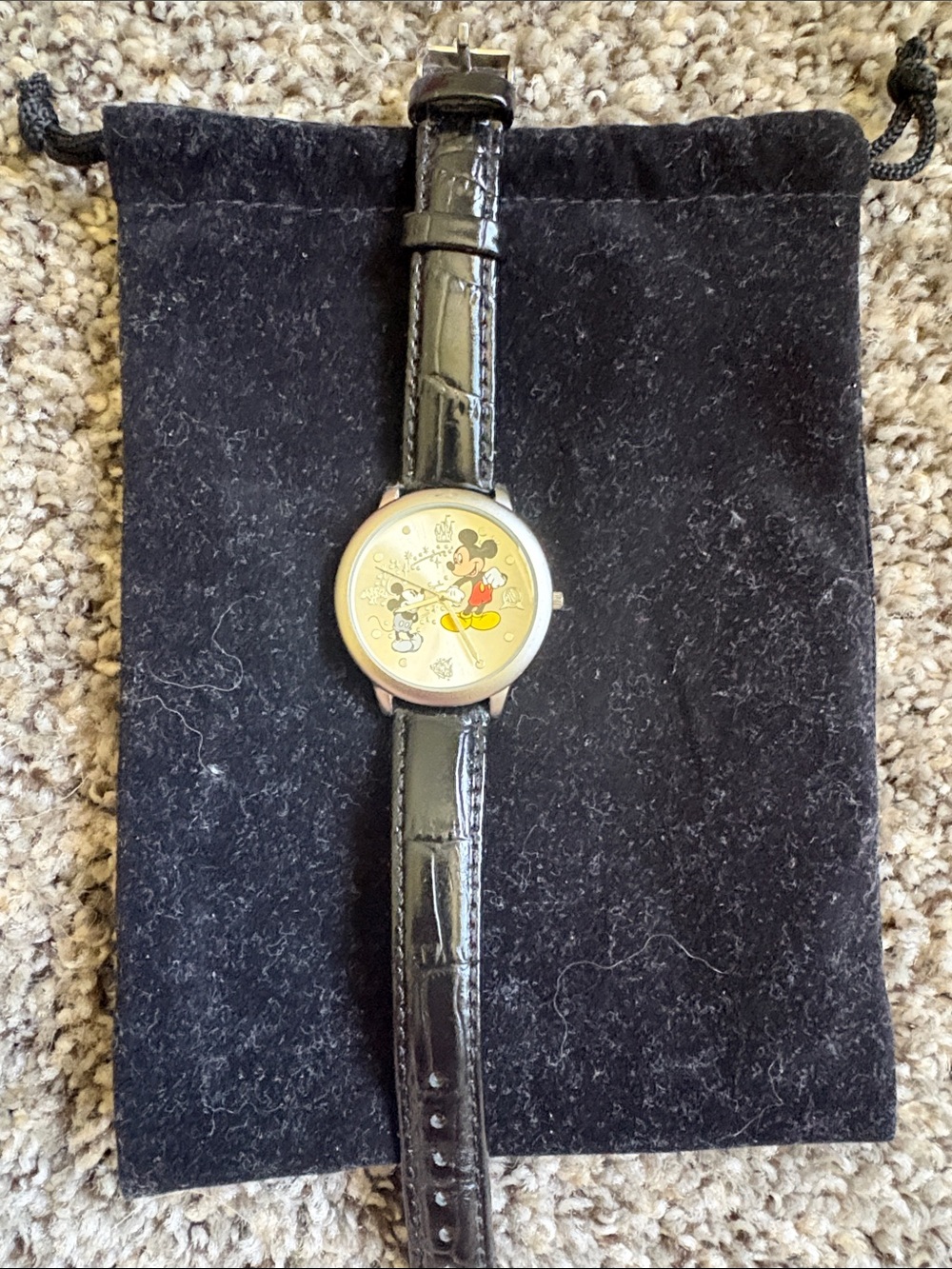 Disney Mickey Mouse Watch with Black Strap and Yellow Dial Accents